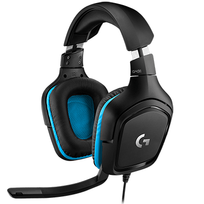 Logitech G431 with 7.1 Surround Sound, DTS X 2.0, 50 mm Audio Drivers, USB and 3.5 mm Jack, Flip-to-Mute Mic Wired Over Ear Headphones with Mic for PC - Black