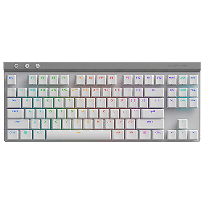 Logitech G515 Lightspeed TKL Low Profile Wireless Gaming Keyboard, LIGHTSYNC RGB, Thin Tenkeyless Design, PBT Keycaps, Tactile (Brown) Mechanical Switches - White