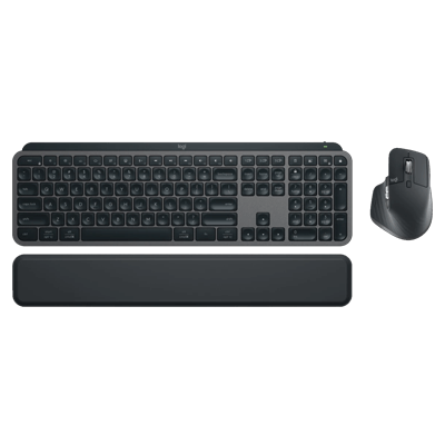 Logitech MX Keys S Combo - Performance Wireless Keyboard and Mouse with Palm Rest, Customisable Illumination, Fast Scrolling, Bluetooth, USB C, for Windows, Linux, Chrome, Mac